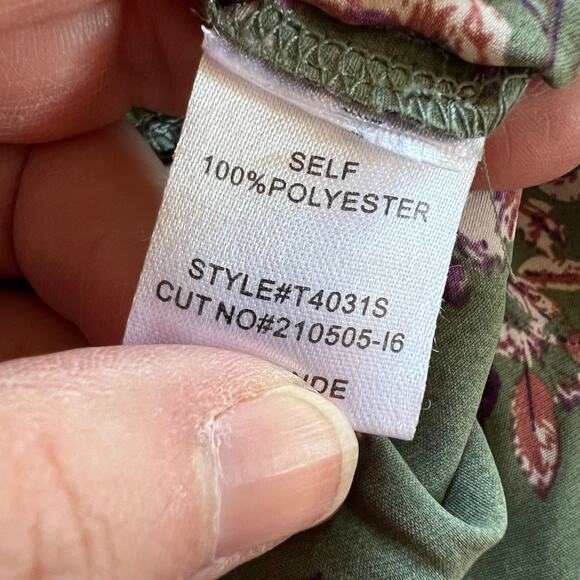 Blush BJ Womens Crop Top Floral Print Pleated Underwire Cutout Back Green Small - Picture 10 of 11